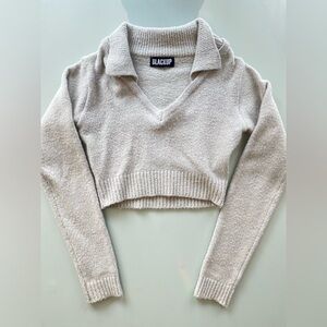 Blackup Cropped V-Neck Sweater